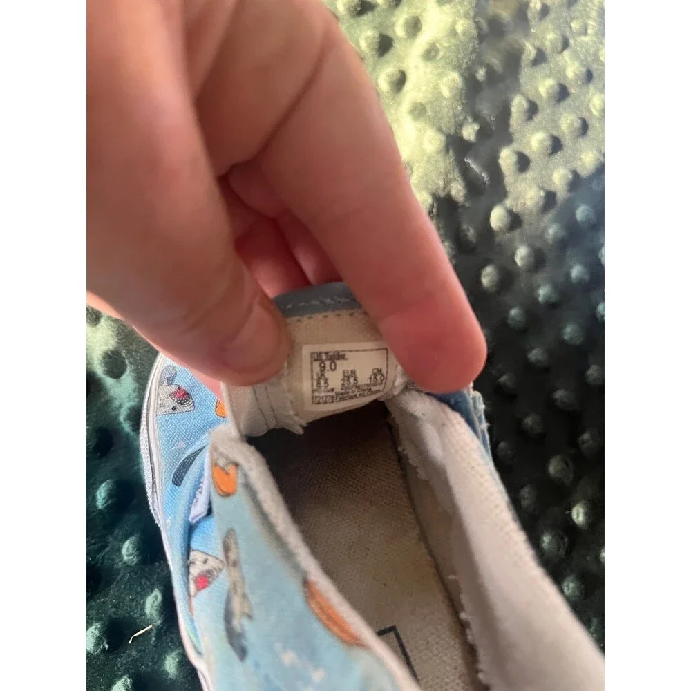 Vans blue shark size 9 little kid shoes